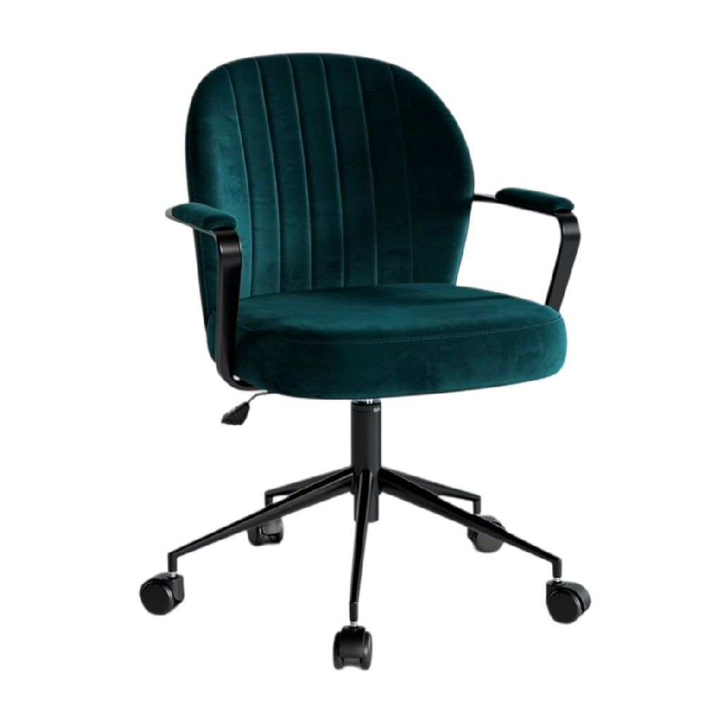 **Technische Titel in het Nederlands:** Ergonomische bureaustoel met verstelbare hoogte en armleuningen, groen velours.