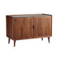 **Nederlands Technische Titel:** Modern Houten Kast met Geperforeerde Deuren en Elegante Poten