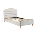 **Technische titel in het Nederlands: Moderne Eenpersoonsbed met Houten Frame en Stofbekleding**